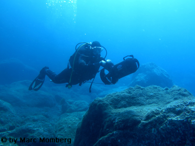 Katja mit Scooter (Homo scuba scooterus)